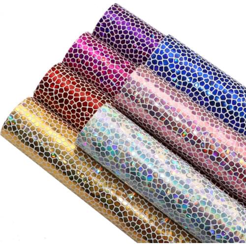 20*33cm 8pcs/set Stone Grain Holographic Faux Leather Fabric Sheet DIY Bow Bag Material Synthetic Leather,1Yc9656