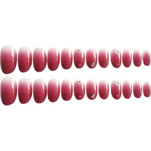 24pcs Oval French False Fake Nails Full Cover Nail Art Tips Gradient Color