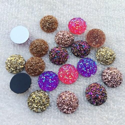 30pcs 14mm Stone/Mineral Surface Round Resin Flatback Cabochon DIY Craft Artesanato Accessories Rhinestone button-A75