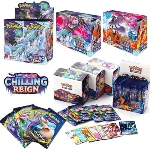 360Pcs/324Pcs Pokemon Cards TCG: Chilling Reign Darkness Ablaze Sword Shield Calyrex Vmax GX Card Booster Display Box Collection