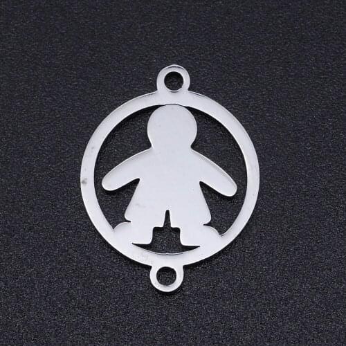 5pcs/lot 100% Stainless Steel Little boy Connector Charms Wholesale Never Tarnish Top Quality Jewelry Making Charms