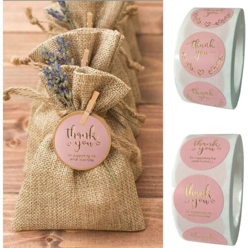 500x Pink Gilding Gold Foil Thank You Stickers for Your Purchase Business Labels Gift Packaging Stickers Stationery Sticker