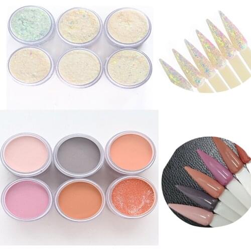 6pc/Kits Light/Dark Series Acrylic Powder For UV Nail Art Polymer Builder/Carving Pattern 3D Manicure Acrylic Powder