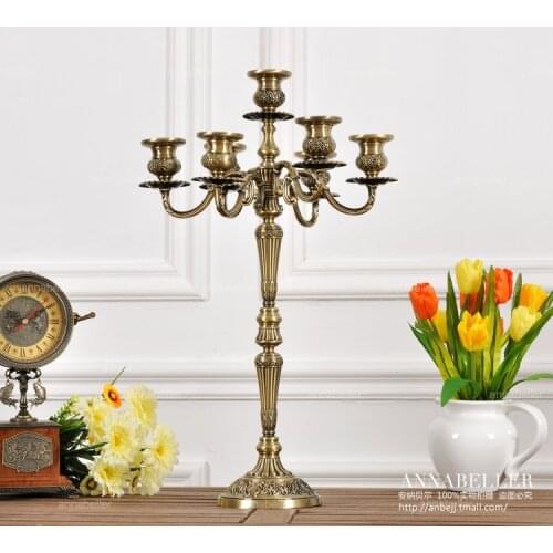 Antique 3/5/7 Lights Bronze Metal Candelabra Vintage Lantern Candle Holder Large Decorative Candles ForHome Decoration ZT2030