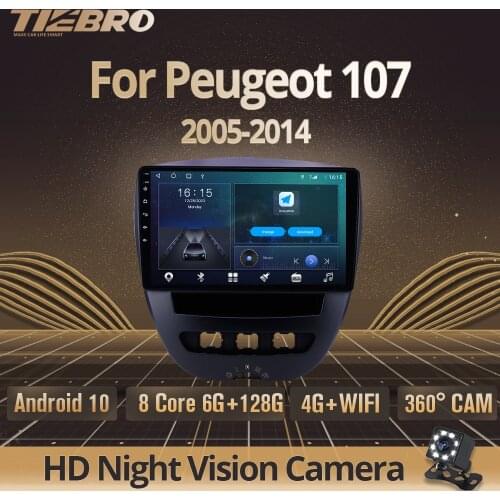 TIEBRO 2Din Android 10 Car Radio For Peugeot 107 2005-2014 Car Multimedia Video Player Stereo Bluetooth 2Din Autoradio Navigator