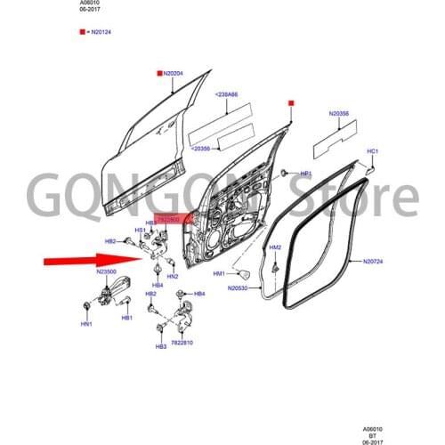 CAR Hinge Front Door Up Left For dMo nd eoE cos po rt Door lever Door stop lever Door hinge stopper Front cover lock block
