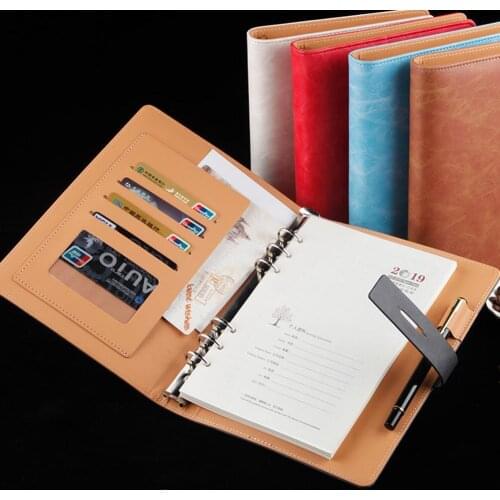 Faux Leather Cover A5 Size Loose Leaf Notepad Notebook Diary Office Stationery Faux Leather Cover Stationery Gift Notebook