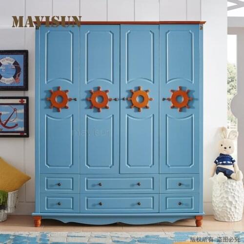 Two Doors Childrens Wardrobe Light Luxury Solid Wood Storage Sliding Wardrobe Closet Combination For Room Bedroom Furniture