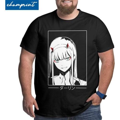 Mens T-Shirts Zero Two Darling In The Franxx Movie Novelty Cotton Big Tall Tees Crewneck Clothes Oversized 4XL 5XL 6XL T Shirt