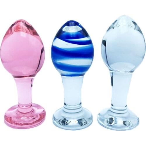 Candiway Exquisite Pink Crystal Glass Anal Plug Adult Masturbation Products Prostate Massager Erotic Toys For Couple (5 Styles)