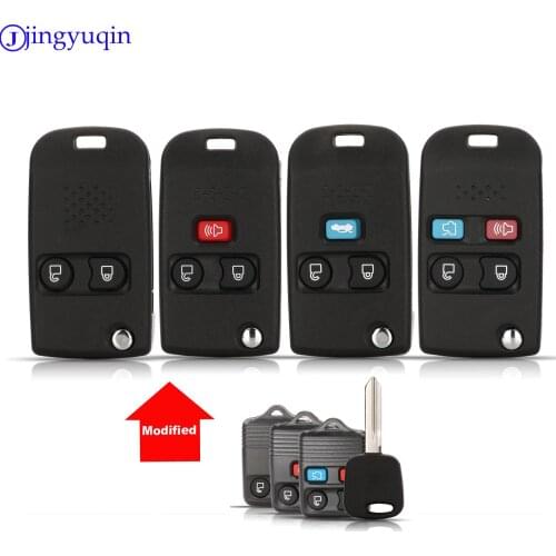 Jingyuqin 10PS Modified Remote Folding Flip Key Cover Case For Ford Crown Victoria Escape ExpeditionExplorer Sport 2/3/4 Button