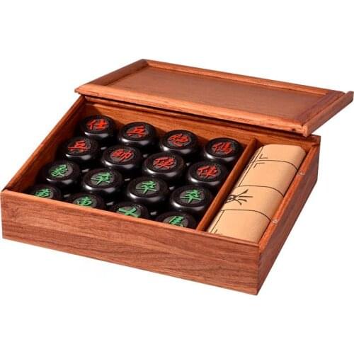 Blackwood Pieces Chinese Chess Large Luxury 6cm Adult Gifts Box Chess High-end Folding Leather Board Szachy Family Games EK50QL