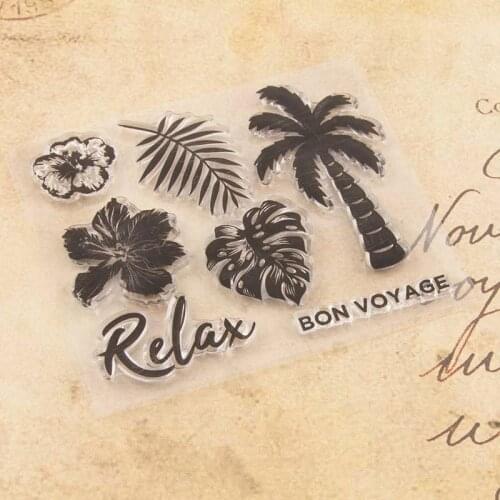 Coconut Tree Leaves Clear Stamps Birthday Transparent Stamps for DIY Scrapbooking Paper Card Flower Craft