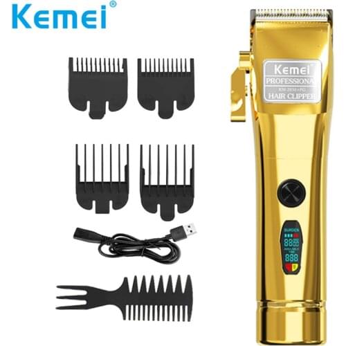 Kemei Professional Mens Hair Clippers for Men Cordless LCD Beard Trimmer for Barbers and Stylists USB Rechargeable