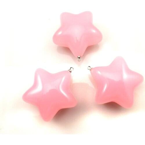 Fashion 37mm Jelly Pink Star Shape Acrylic Pendant Fit Hyperpole Jewelry 24pcs/lot