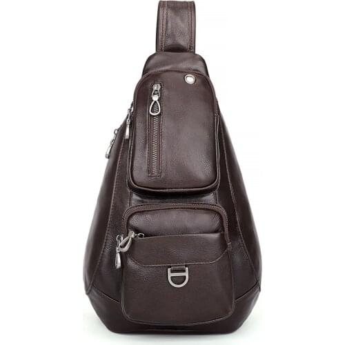 Men Crossbody Bags Real Leather 2021 Man Fashion Big Black Brown Travel Waist Pack Bag Male