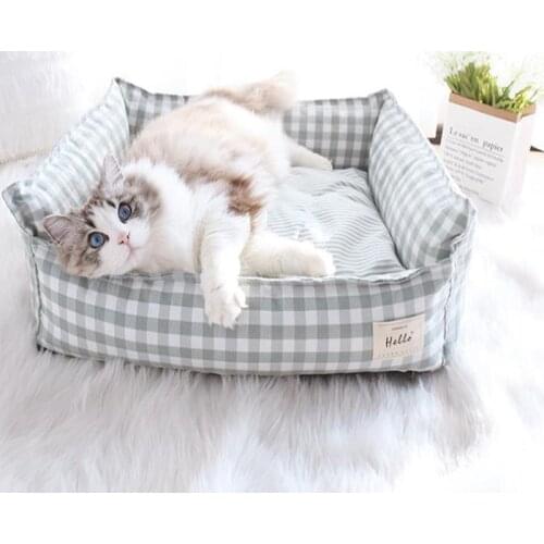 Soft Warm Pet Dog Cat Bed Removable Washable Cotton Linen Nest For Small Medium Large Dogs Comfortable Sleeping Mat Pet Supplie