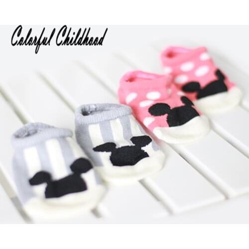 Caroon mouse boat socks baby boy/girls anti-slip floor socks infant newborn kids calcetines Skarpetki noworodka