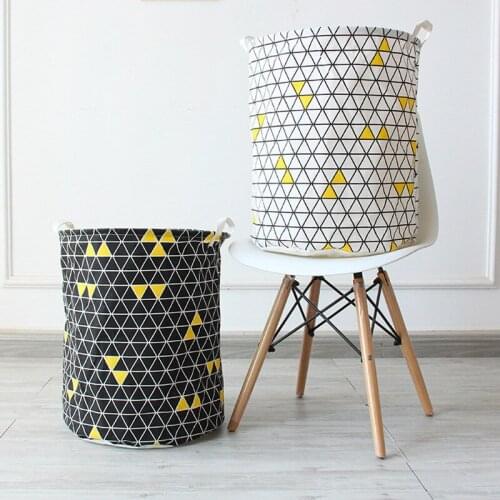 New Housekeeping Geometric Nordic Canvas Dirty Clothes Laundry Basket Toy Bra Sock Storage Barrel/Bucket Home Sundries Organizer