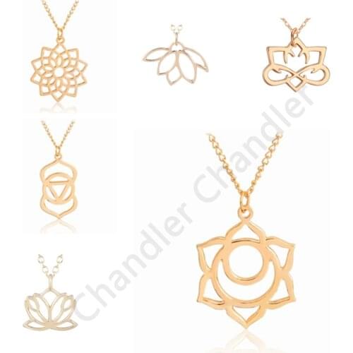 Chandler God Karma Buddha Lotus Pendant Necklace For Women Yoga Prayer Buddhism Jewelry Wholesale Short Chain Chokers Collars