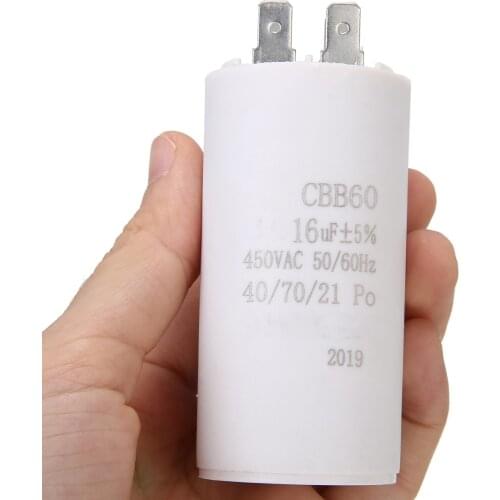 16uf 450V Polypropylene Film CBB60 Capacitor Double Insert Water Pump Starting Capacitor 50 60 Hz AC Motor Permanent Micro Parts
