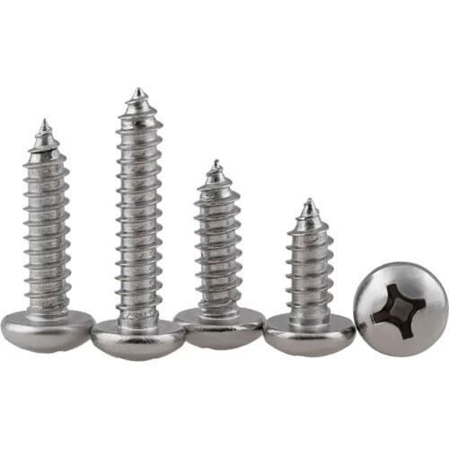 10PCS M6 M8 Philips Round Head Self-Tapping Screws A2 304 Stainless Steel L:16-100mm