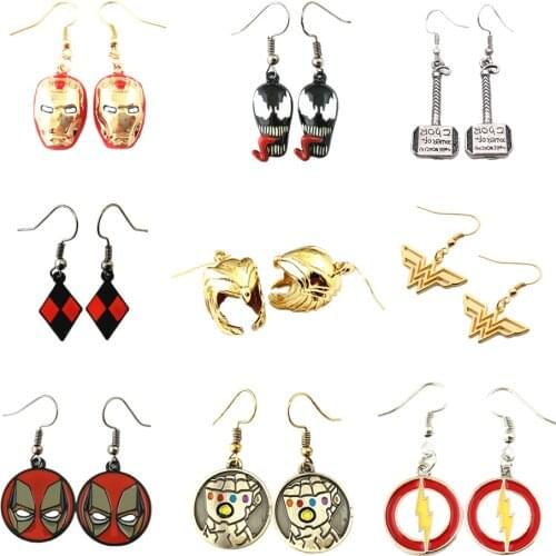 HBSWUI Superhero The Flash Loki Captain Winter Soldier Earrings Cute Sexy and CharmingMetal Jewelry Gifts for Woman Girl