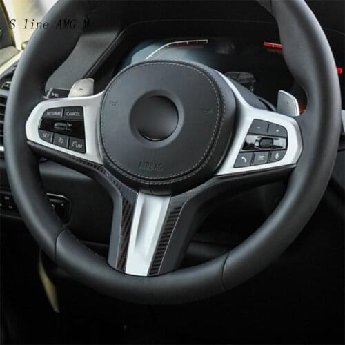 Car Styling Carbon fiber For BMW X5 G05 Steering Wheel Buttons Covers frame Trim decoration Stickers Interior Auto Accessories