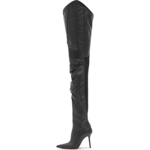Overknee Stiefel Thigh High Patchwork Winter Boots Sexy Pointed Toe Stiletto High Heel Women Boots Custom Made Shoes