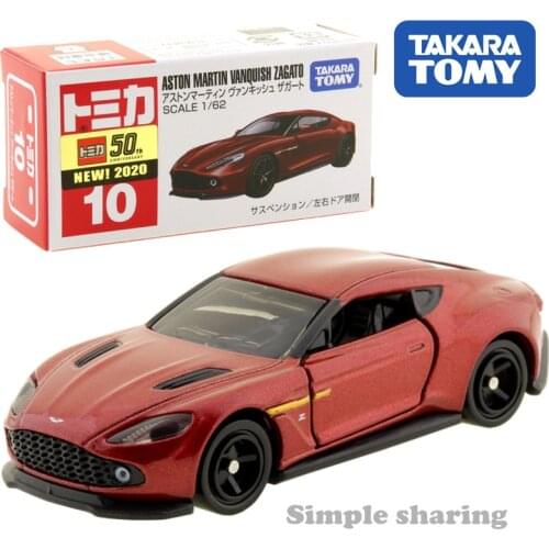 Takara Tomy Tomica No.10 Aston Martin Vanquiah Zagato Red Scale 1/62 Car Hot Pop Kids Toys Motor Vehicle Diecast Metal Model New