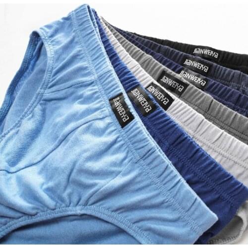 4pcs/Lot Mens Underwear Male Solid Briefs Underpants for Men Brief Cotton Panties Mens Bikini Pant Men Sexy Plus L-5XL