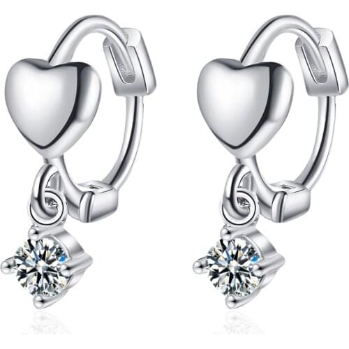 High Quality Elegant quality Short Heart Drop Earrings Jewelry CZ Zircon Fashion Sterling-Silver-Jewelry Earring