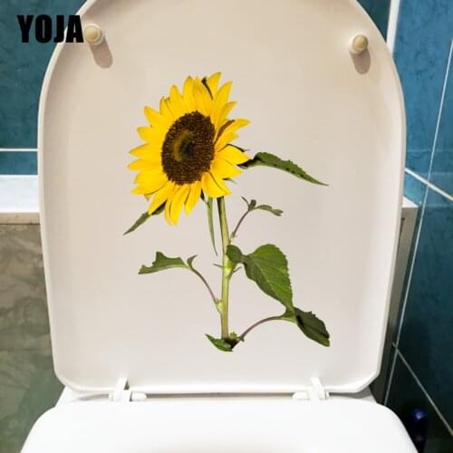 YOJA 16.7X22.6CM Beautiful Sunflower Kids Room Wall Decor Creative WC Sticker Toilet Decal T1-1958