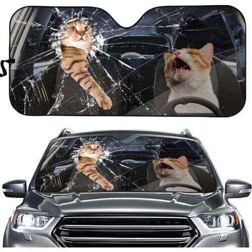 Funny Animal Pattern Car Interior Foldable Front Window Sunshade UV Protect Windshield Sun Shade Cover Fold-up Auto Accessories