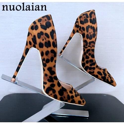 8 10 12CM Women Leopard Pumps Pointed Toe Shoe Woman Faux Suede High Heels Ladies High Heel Pump Shoes Lady Party High Heels