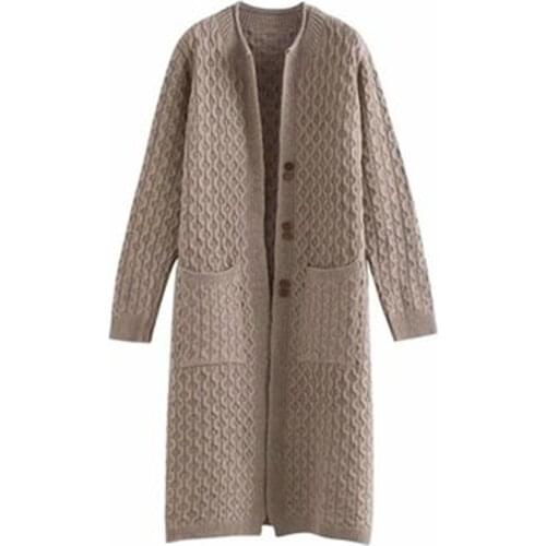 New Spring Autumn Womens Knitted Sweaters Hooded Trendy Winter Thick Lady Cardigans Loose Female Long Coats Quality Outerwear