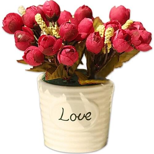 1 Bouquet Vivid With 15 Heads Silk Mini Artificial Rose Flowers Home Wedding Party Garden Decor Ornaments Happy New Year 2021