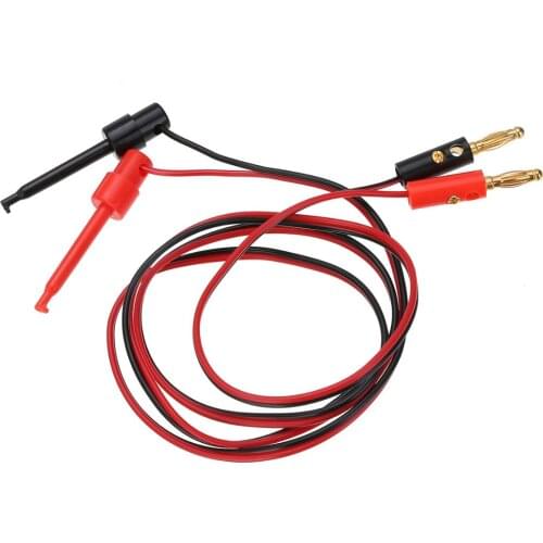 1 Pair 4mm Gold Plated Banana Plug Multimeter Test Hook Clip Lead Cable 1M/3.3Ft Length