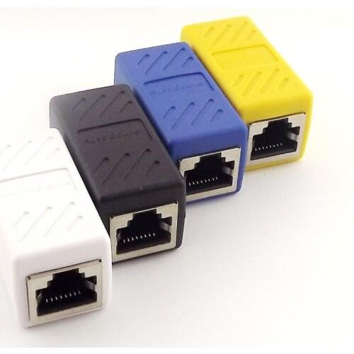 10pcs White/Blue/Black/Yellow Cat5e RJ-45 Female to Female Network LAN Coupler Extender Connector Adapter