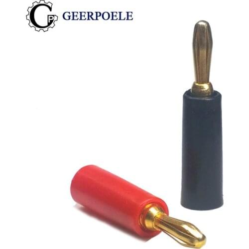 2/4 pcs/lot 4 MM Banana Plug Gold Plating Connectors Plastic Housing Black Red Stereo Plug Channel Headphone Dual Connector DIY