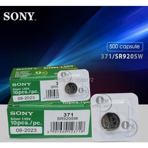 500Pcs/Lot SONY Brand New Single grain packing 1.55v 371 SR920SW LR69 LR920 AG6 Watch Battery Button Coin Cell MADE IN JAPAN