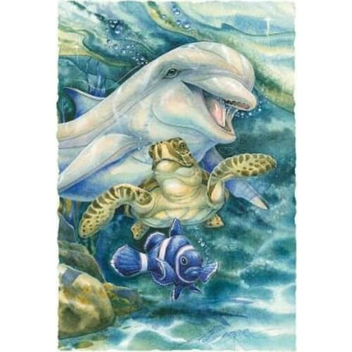 5d diamond painting dolphin turtle cross stitch full square watercolor animal 3d diamond mosaic diamond embroidery