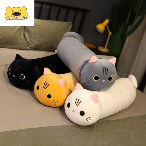 80/100cm Soft Toy Cat Plush Long Pillow Toy Lovely Cute Stuffed Cushion Sofa Kawaii Plush Toys Kids Children Birthday Girl Gift