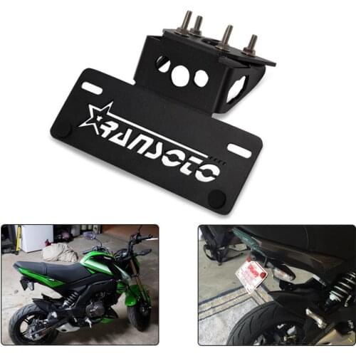 Adeeing Motorcycle License Plate Frame Bracket License Holder CNC Aluminum alloy Black Color Kawasaki Z125 2017-2019