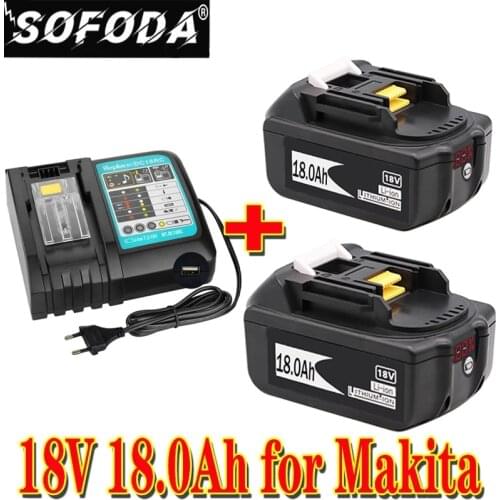 18V 18.0Ah Rechargeable Battery18000mAh Li-Ion Battery Replacement Power Tool Battery for MAKITA BL1880 BL1860 BL1830+3A Charger