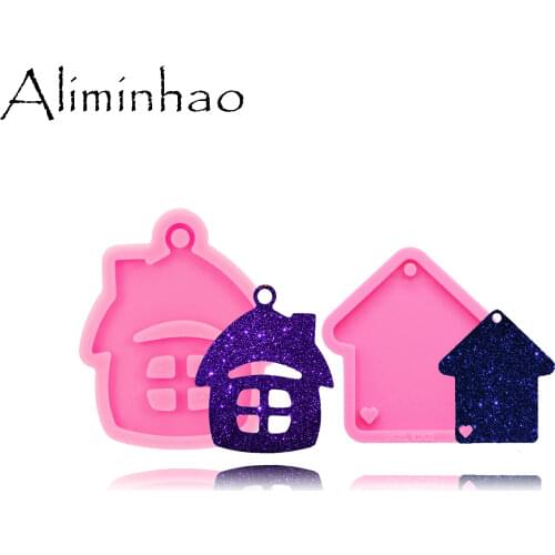 DY0175 Shiny Christmas house Silicone Molds DIY epoxy mould dog mom/baby silicon Resin Crafting molds keychains Mold