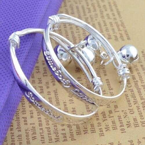2pcs Children Baby Girls Boys Toddlers Adjustable Size 925 Sterling Silver Bracelet Fashion Jewelry JL