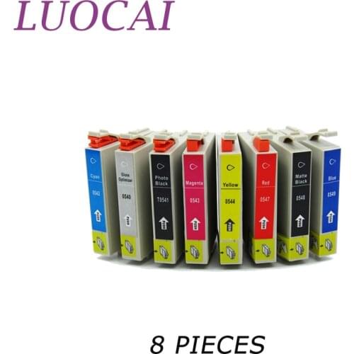 8X LuoCai Ink Cartridge Compatible For Epson T0540-T0549 T0547 T0548 T0541 Stylus Photo R800 R1800 For Epson Stylus Printer