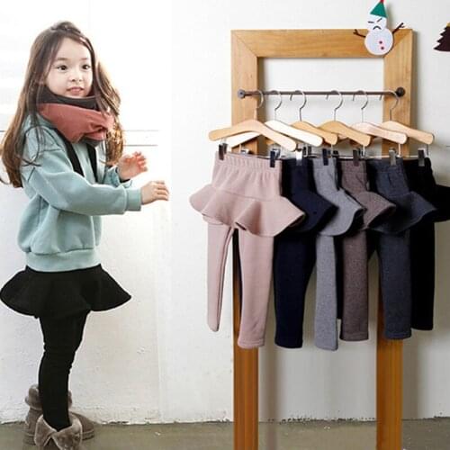 Kids Leggings For Girls With Skirt Baby Girl Pants Cotton Girls' Toddler Legging Children Black Casual Kid Ruffle Korean Autumn