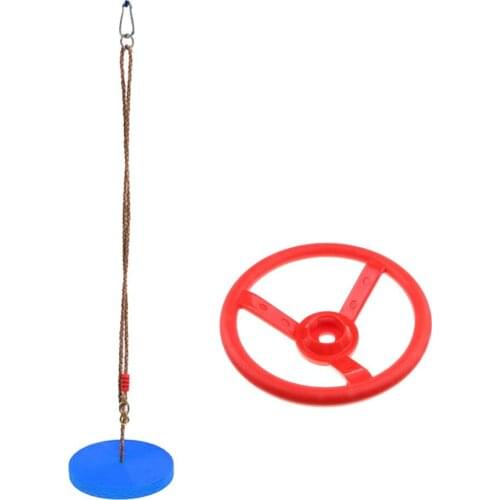 Disc Swing Toy Seat Hanging Chair + Toy Steering Wheel Outdoor Playground Sports Fun Game for Children Kids Toddler